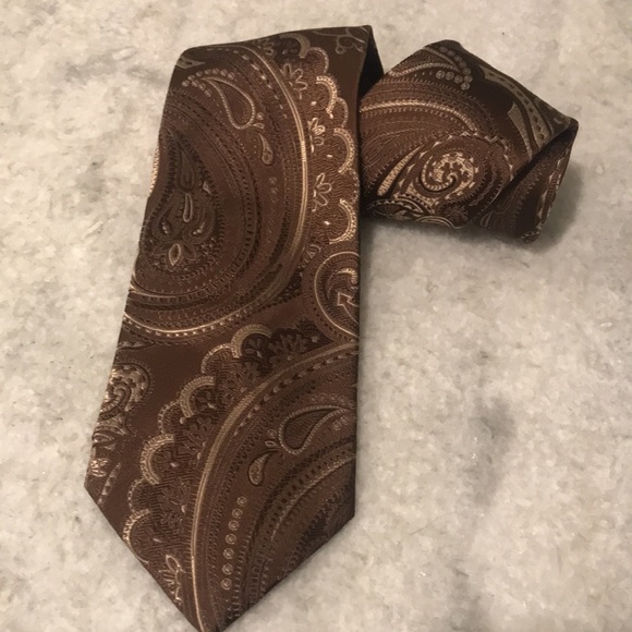 Sean John Paisley Silk Tie Mens Necktie Brown Handmade Festival Hipster Preppy - Picture 2 of 6
